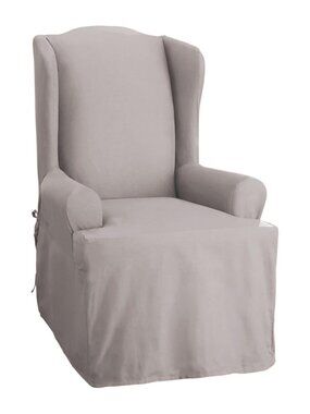 SureFit Duck 1 Piece Wing Chair Slipcover in Gray